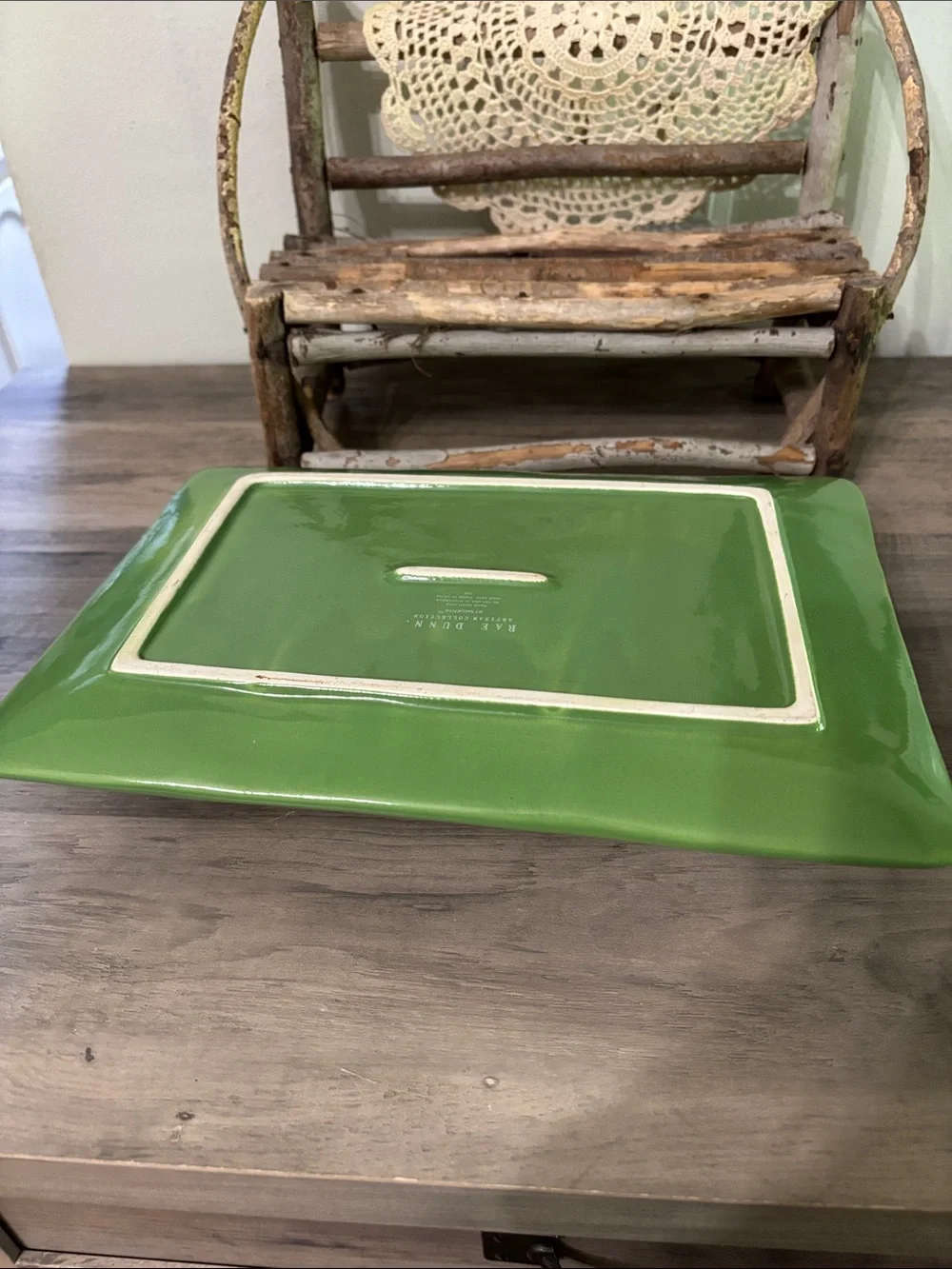 EUC Rae Dunn Touchdown Football Field Chip and Dip Ceramic Platter